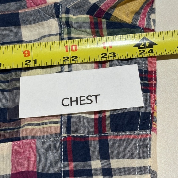 American Living Men Long sleeve Patchwork Button Down Shirt Sz M Plaid Madras - Picture 8 of 11